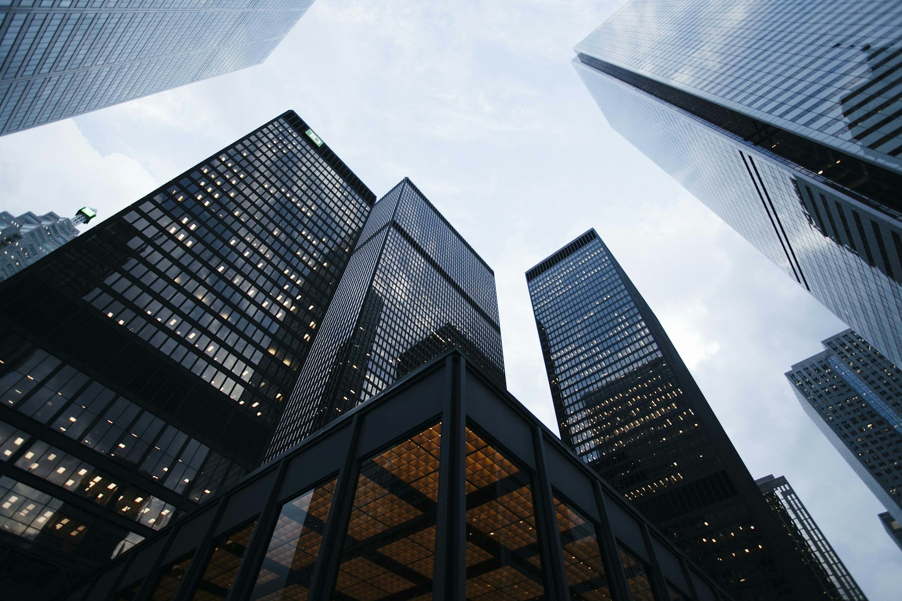 Glass towers seen from below